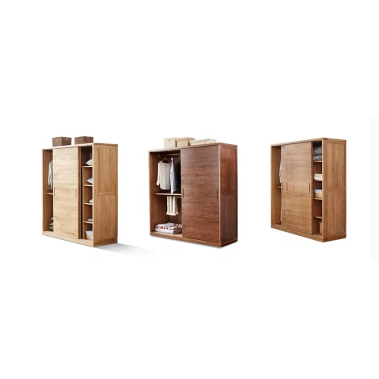 Lacquer paint solid wood sliding door wardrobe bedroom cabinet
