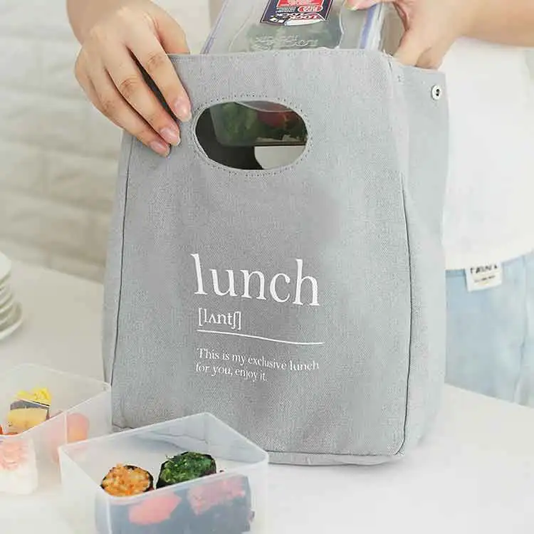 Factory Price High Quality cosmetized cotton canvas lunch bag tote cooler bag rope handle