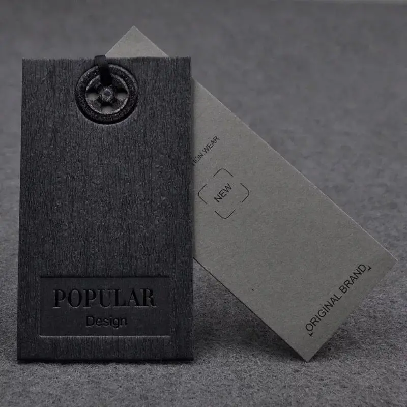 Color printing both sides die cut label hanging string paper hang tag