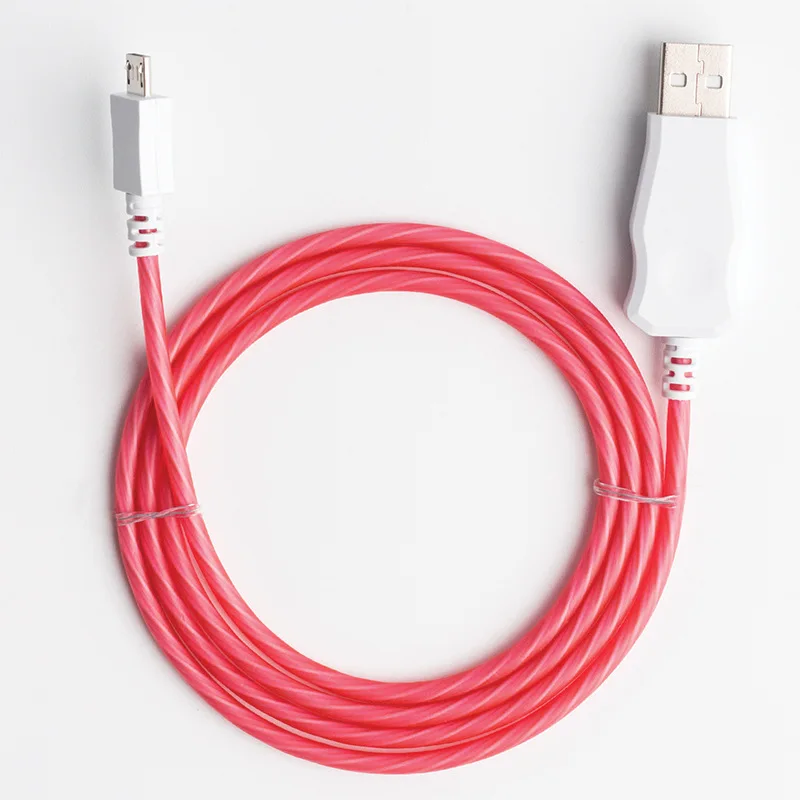Compatible Charger Cable, Led Flowing Cord Light Up Charging Flash Glowing EL Flat Charge and Sync Data Wire for iPhone Android