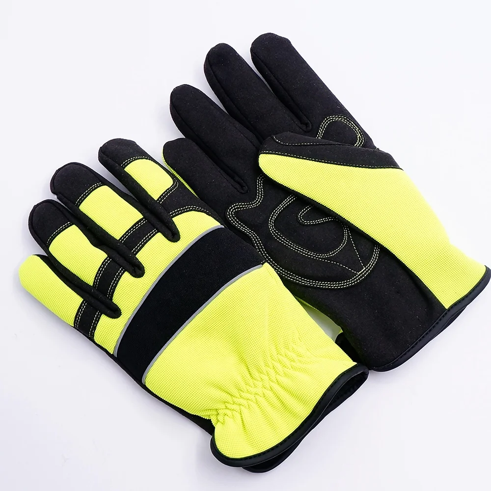GLOVEMAN Hi-vis Green Superior Grip Industrial Mechinist Rigger Leather Silicone Work Anti Slip Gloves