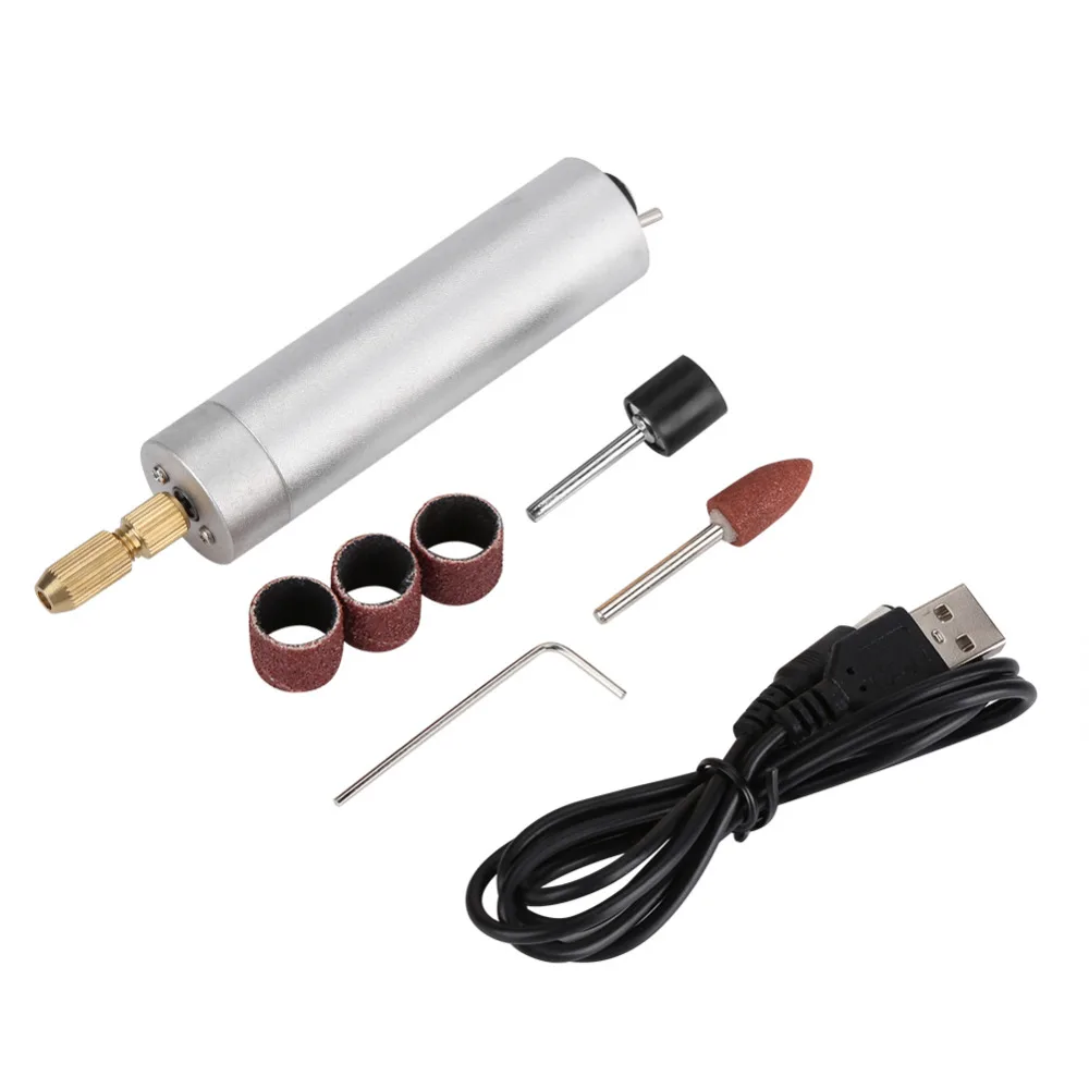 7pcs Set DC 5V USB Mini Electric Drill Grinder Hand Drill Rechargeable DIY Grinding Polishing Engraving Machine Tools Set Cut