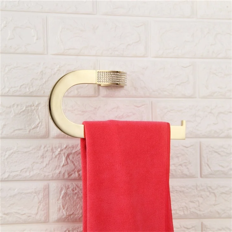 Czech Crystal Brushed Gold Bathroom Hardware Set Robe Hook Towel Rail Brass Bathroom Accessories