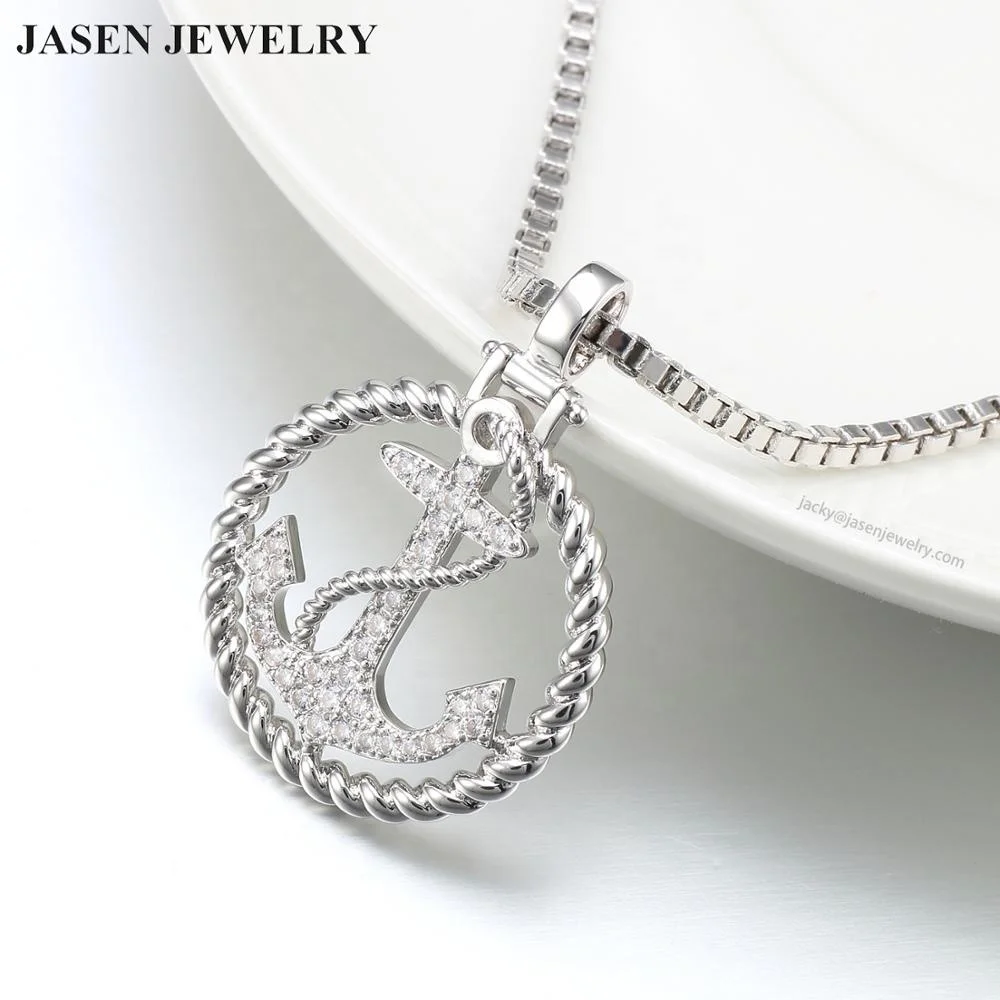 
JASEN JEWELRY gold plating charm pendant anchor diamond pendant 