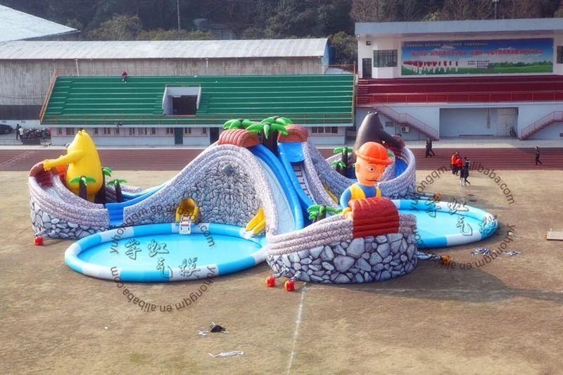 inflatable commercial water park/ inflatable moving water park with slide and pool