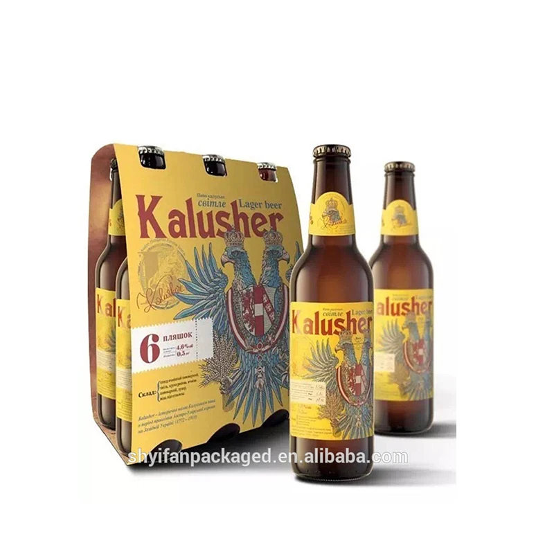 Cardboard 4 pack bottle carrier 6 pack beer wine carrier packaging box