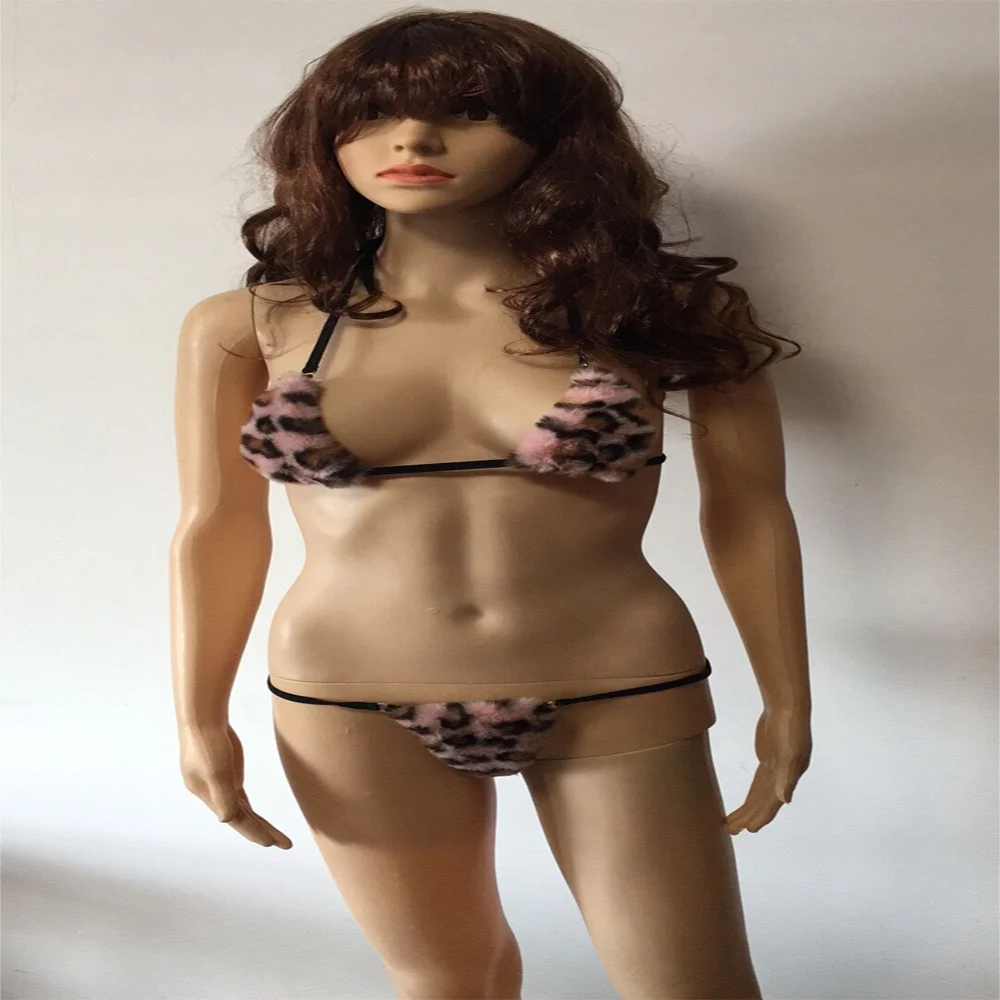 Colorful faux fur bra sexy fur bra set for girls