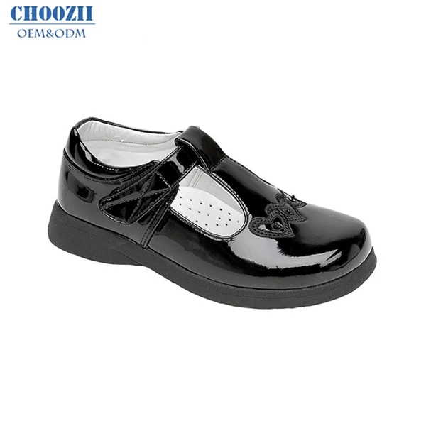 Wholesale T-bar Kids Designers Comfortable Light Children Black Patent Leather School Uniform Shoes For Teenage Girls