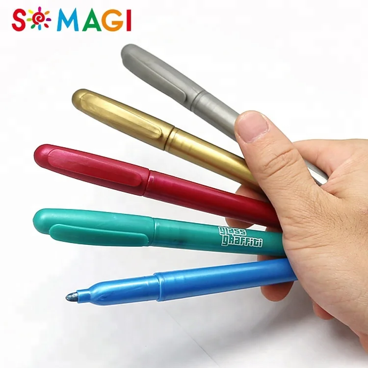 Маркер на стакан для вина ручки вечерние металлические перманентные маркеры, тонкая точка, разные цвета