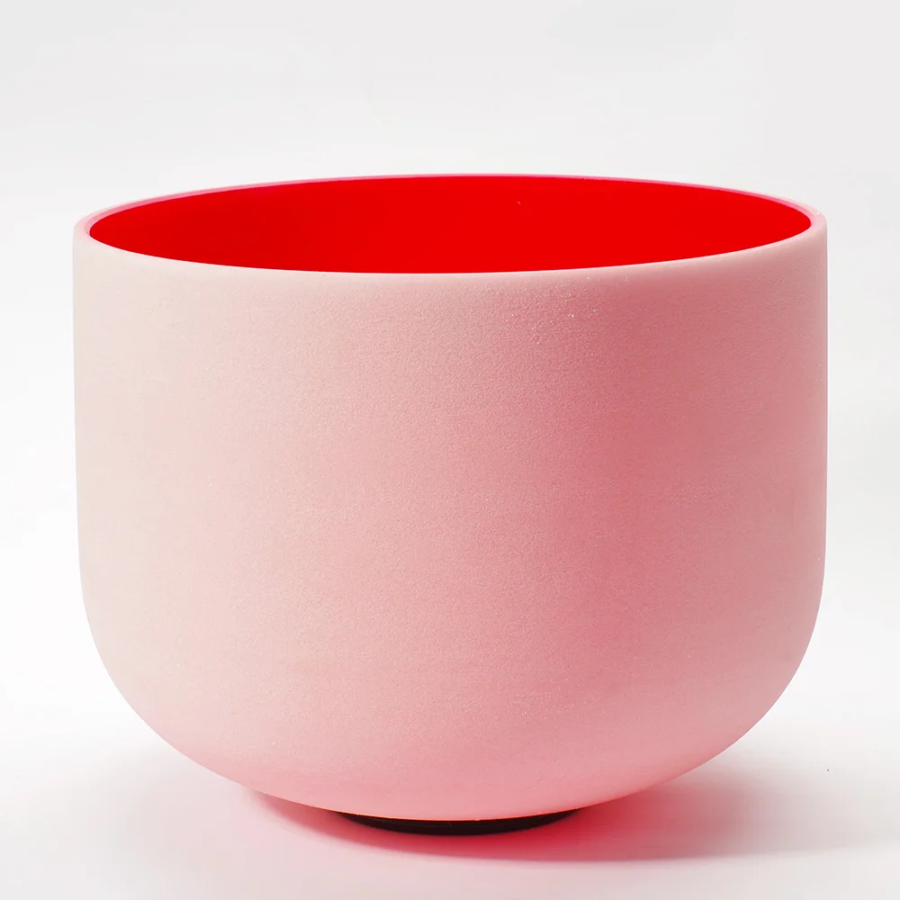 Чаша 8 дюймов C Note набор чакр Поющая чаша оптовая продажа успех фабрики кварцевый цветной матовый Кристалл Красный Сувенир