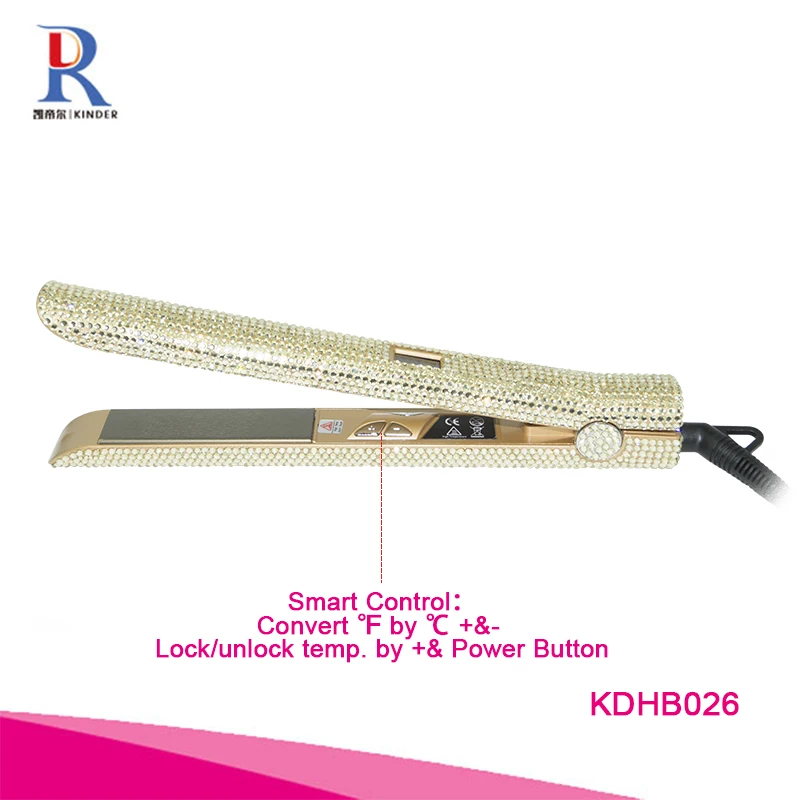 Crystal beaded hair straightener professional hair salon straightener iron
