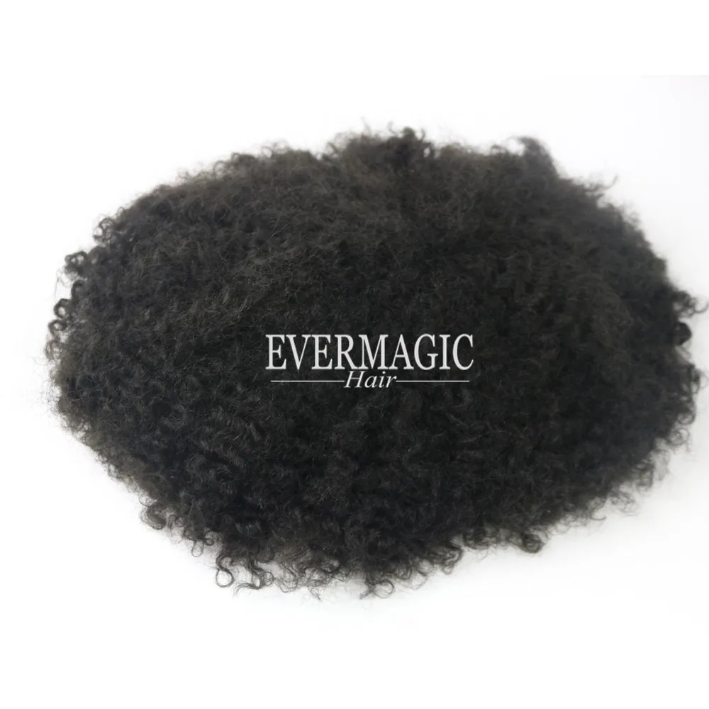 
6mm Afro Kinky Mens Toupee for Black Men Hair Wigs Human Hair Replacement For Hair Loss Men 