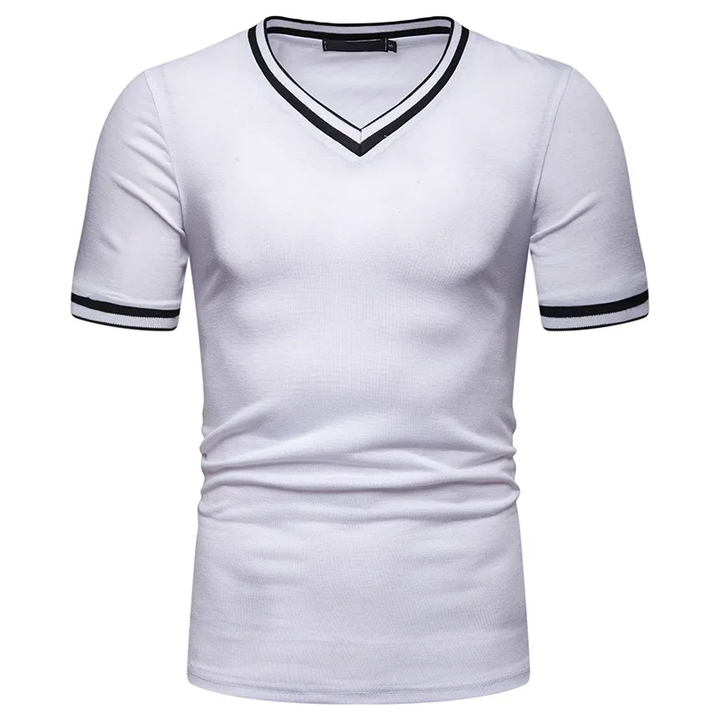 Men Plain Golf T-Shirt Vintage T Shirt Blanks Wholesale 100% Cotton V Neck T Shirt