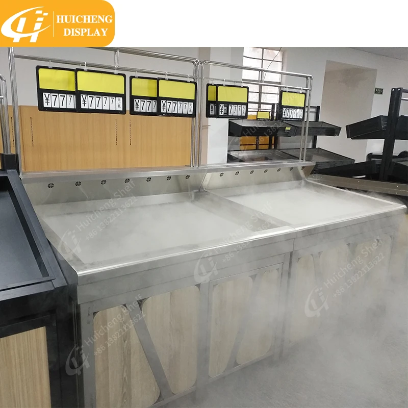customized fruits and vegetables spray display racks vegetable display stands humidifier supermarket shelves