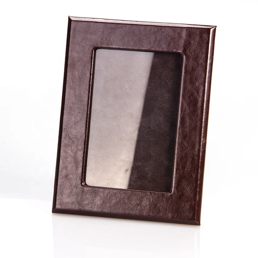 High quality Desk Table PU leather photo picture frame with custom logo