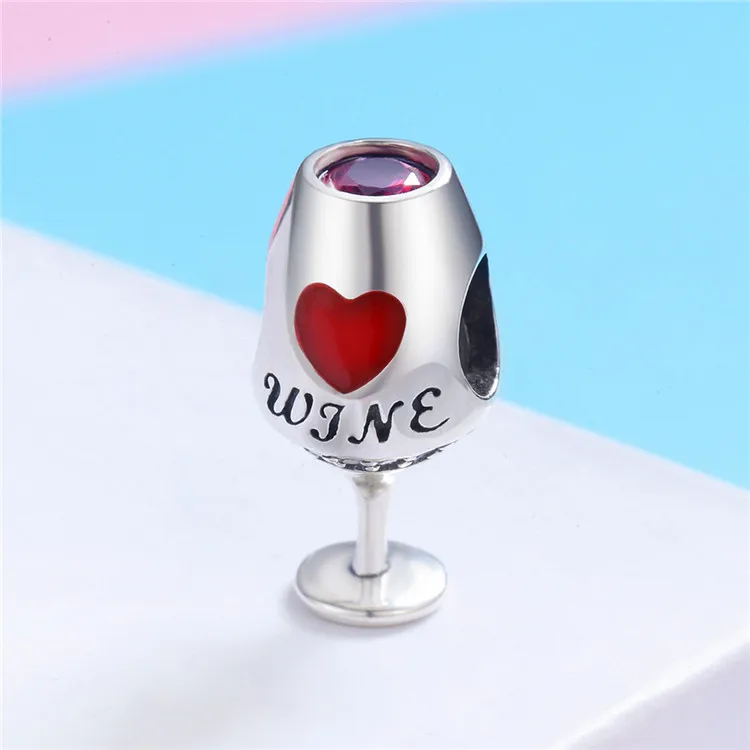 Qings Pretty Bead Wine Charm 925  Sterling Silver Wine Charm Glass Jewelry Accessory