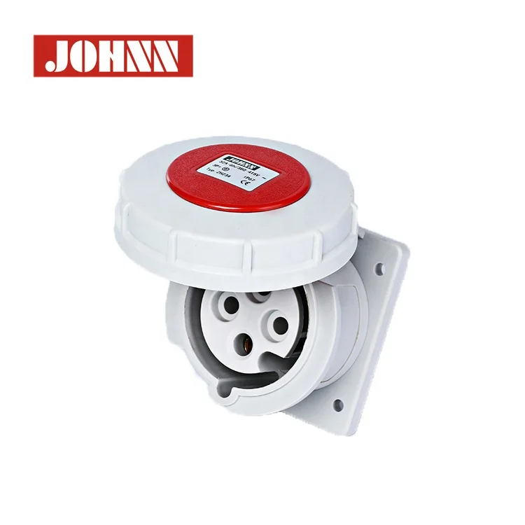 Safe Reliable Hidden Flash Panel Installed 400V 32A PA6 IP67 3P+E Industrial Electrical Direct Connector