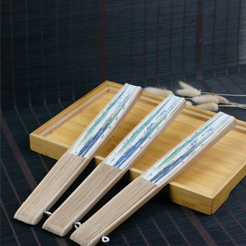 Customized Korea Hand fan 2 sides paper hand fan Bamboo Hand Fan with paper cover