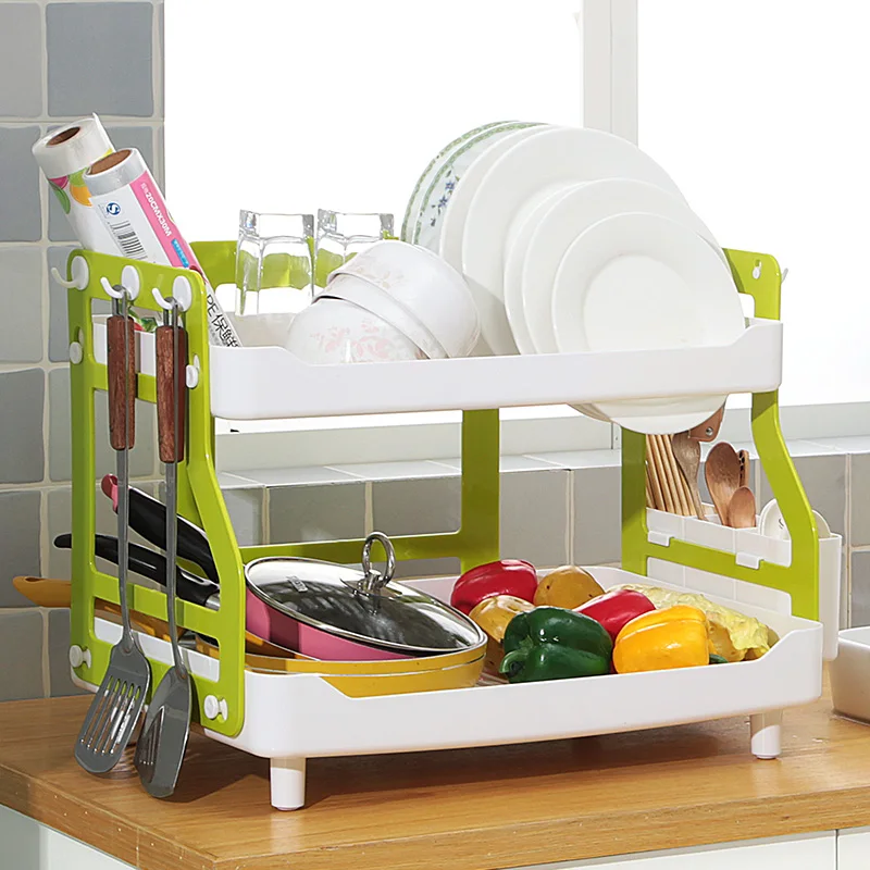 
Hotsales two tier plastic kitchen plate rack cheap dish storage rack kitchen storage rack 