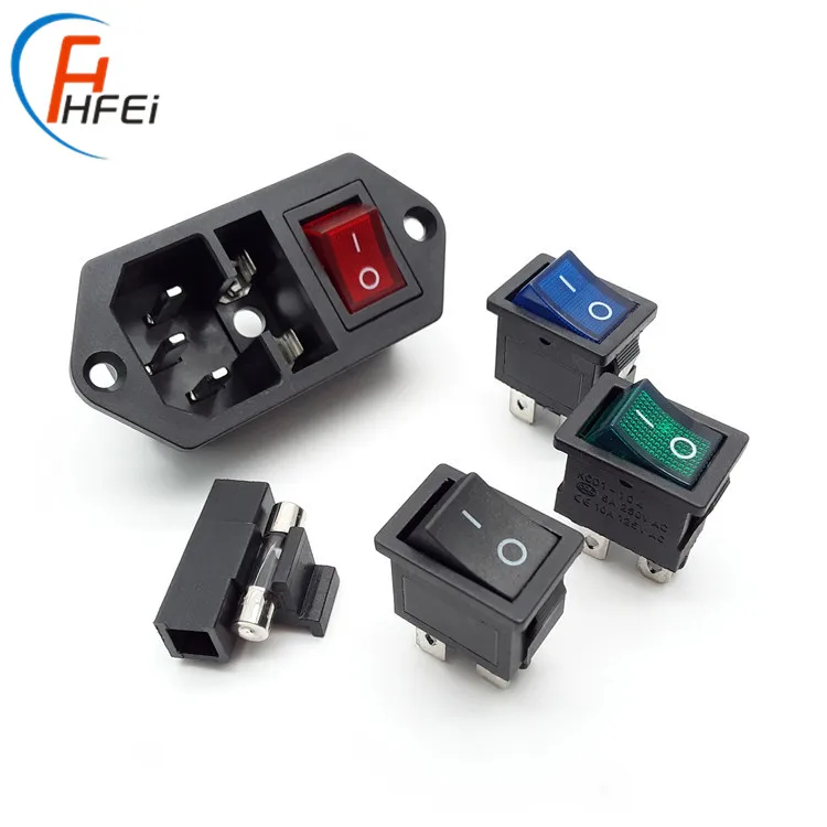 Top quality ac power inlet socket universal ac socket plug 3 pin socket with switch wiring