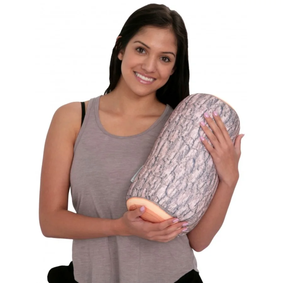 UCHOME Creative Wood Log Pillow Cushions Lifelike Cylindrical Wood Shape Pillow Home Car Decor Tree Stump Wood Texture Pillow
