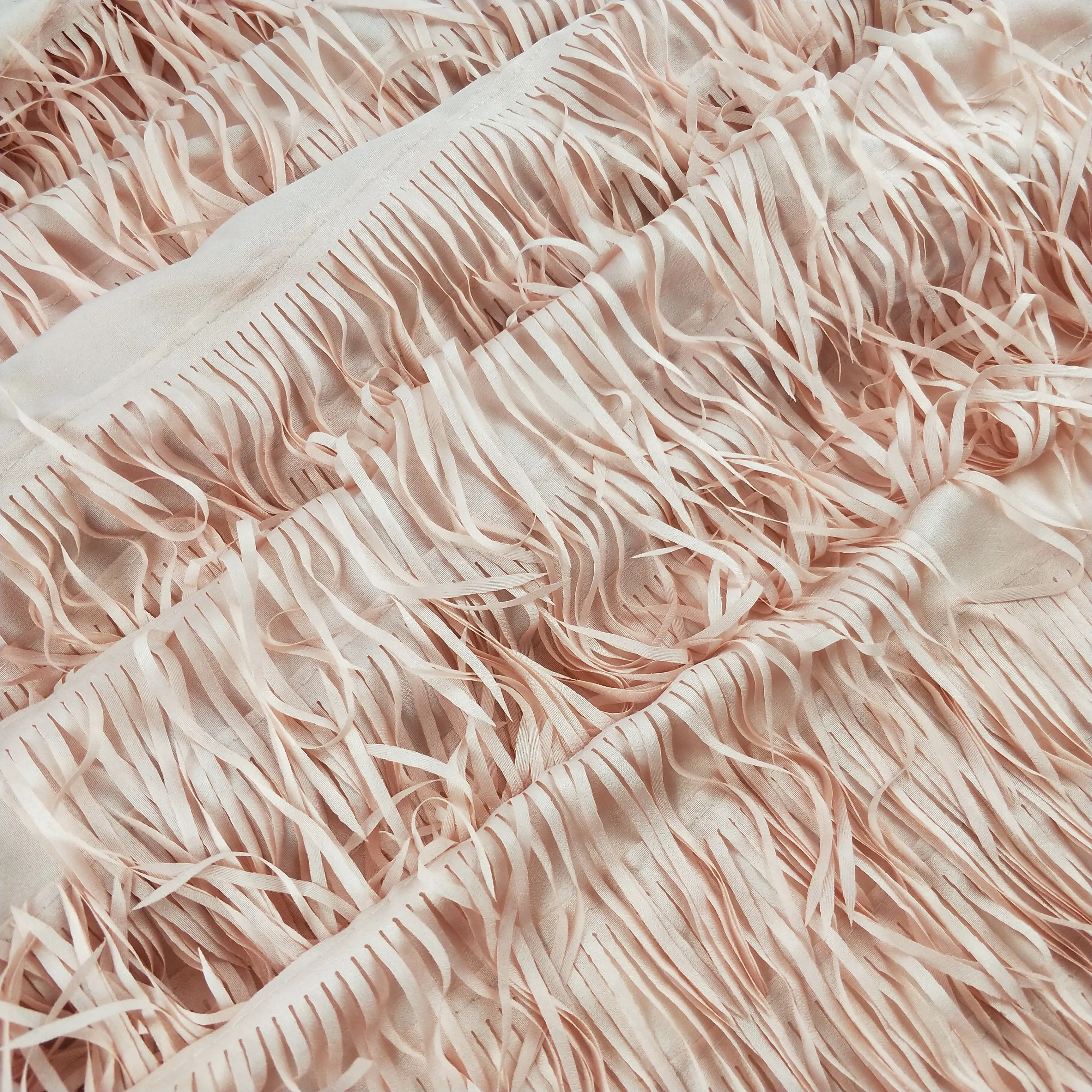 European Design Warm Lady Coat Fringe Lace Tassel Embroidery Lace Fabric For Fashion