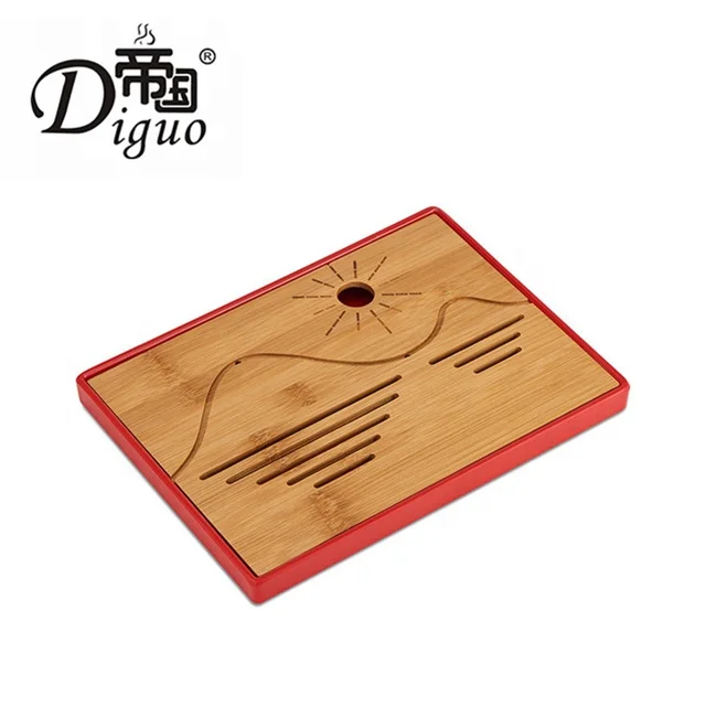 Direct Factory Price Small Size Hotel Use Portable White Color PC + Bamboo Tea And Coffee Tray