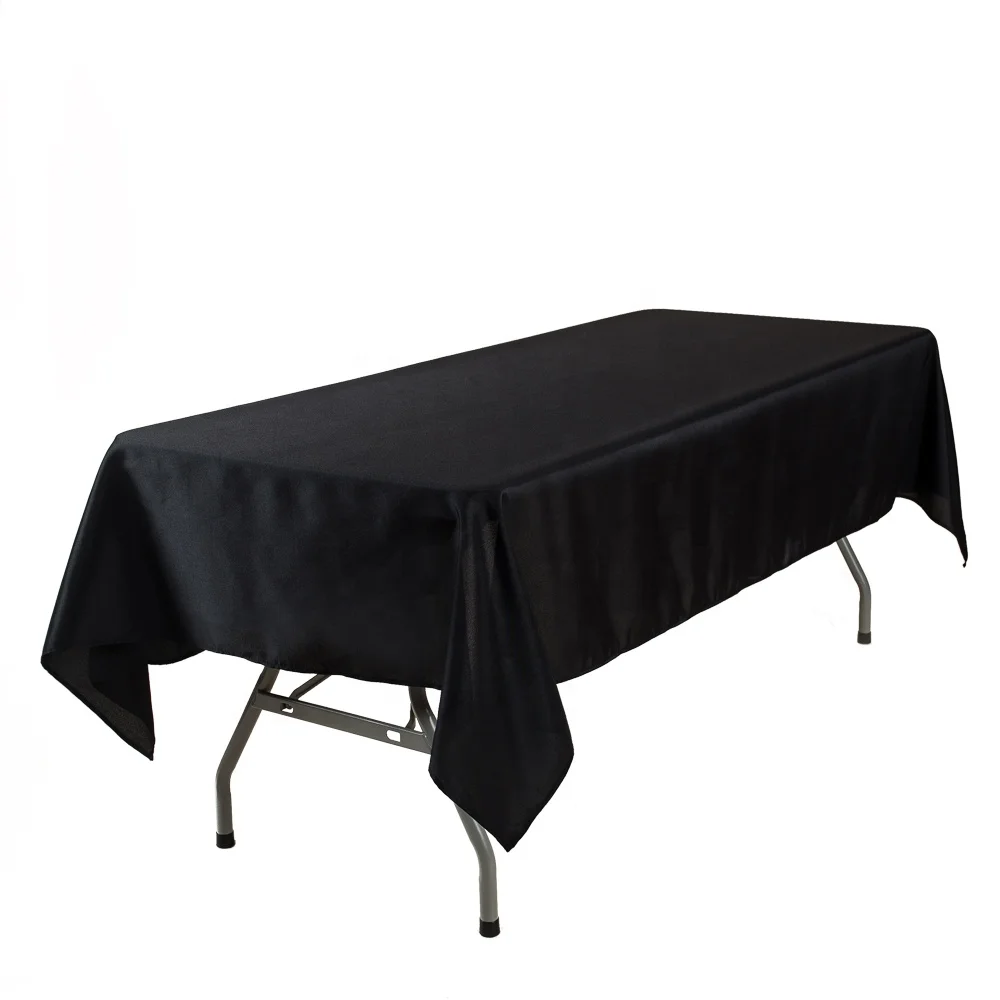 Customized 100% Polyester Rectangle Plain Solid Color Dinner Room Table Cover White Tablecloths For Weddings
