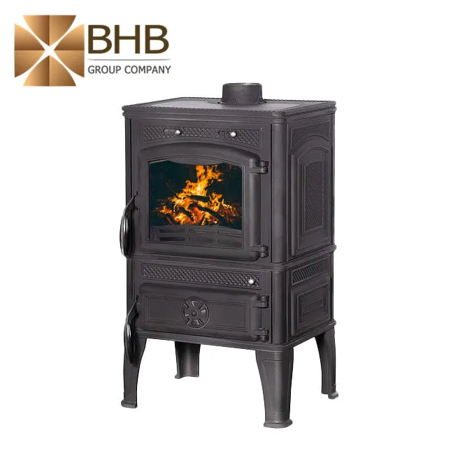 BHB Matte black paint cast iron wood burning stove