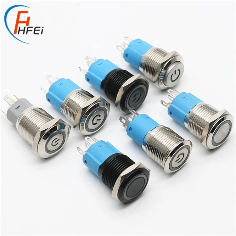 waterproof light  car led miniature ip54  ip67 12 volt 24 volt 16mm metal push button switch