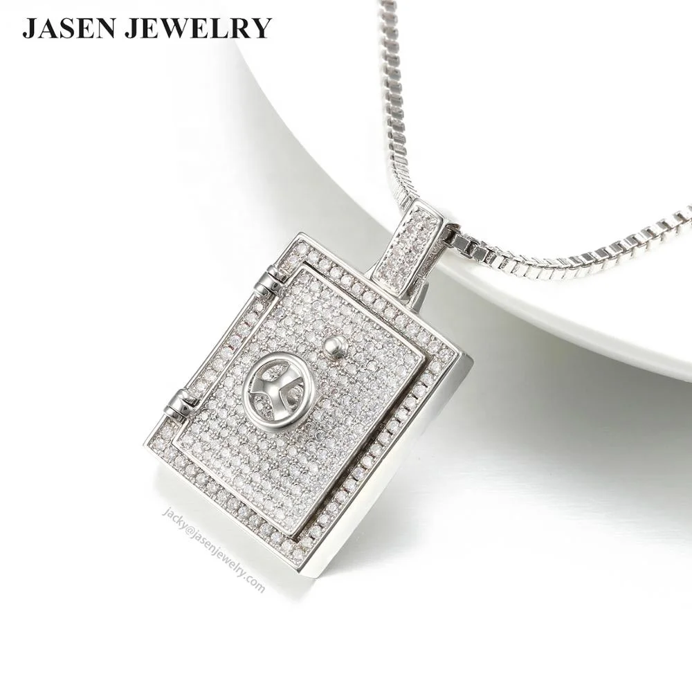 
Fashion jewelry pendants openable aaa cz rectangular necklaces pendant 