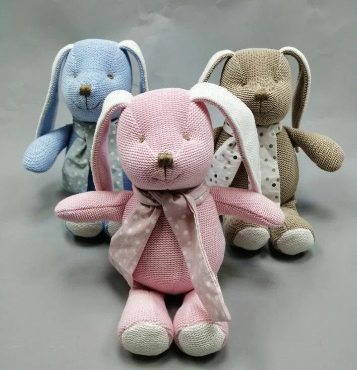 Cute doll comforters knitting wool bunny shaped funny stuffed toy