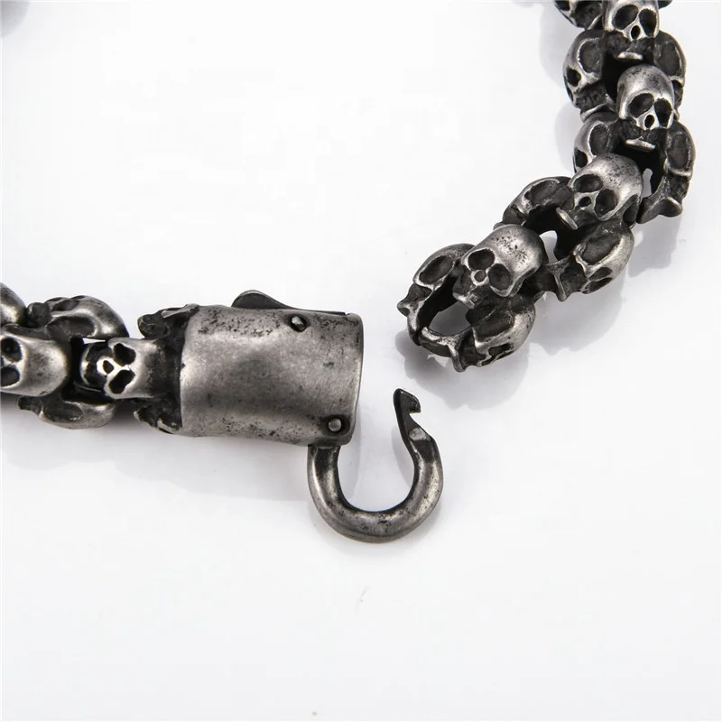 Sini Jewelry 2019 new style men stainless steel skull beads handmade macrame china  bracelet luxury jewelry