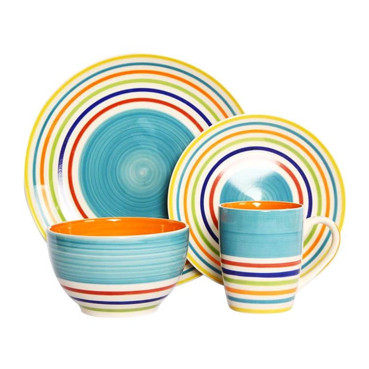 Italian dinner sets style wholesale simple hand paint 16 pcs ceramic dinnerware set