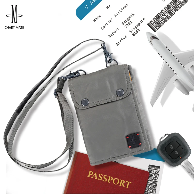 Large Capacity Travel Neck Pouch Passport Cover For Men