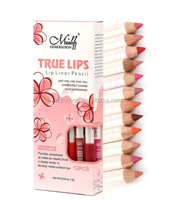 DHLFree shipping 600PCS M.n MENOW Brand Make Up True Lips 12Color Lip Liner Pencil Waterproof Professional Lip Liner