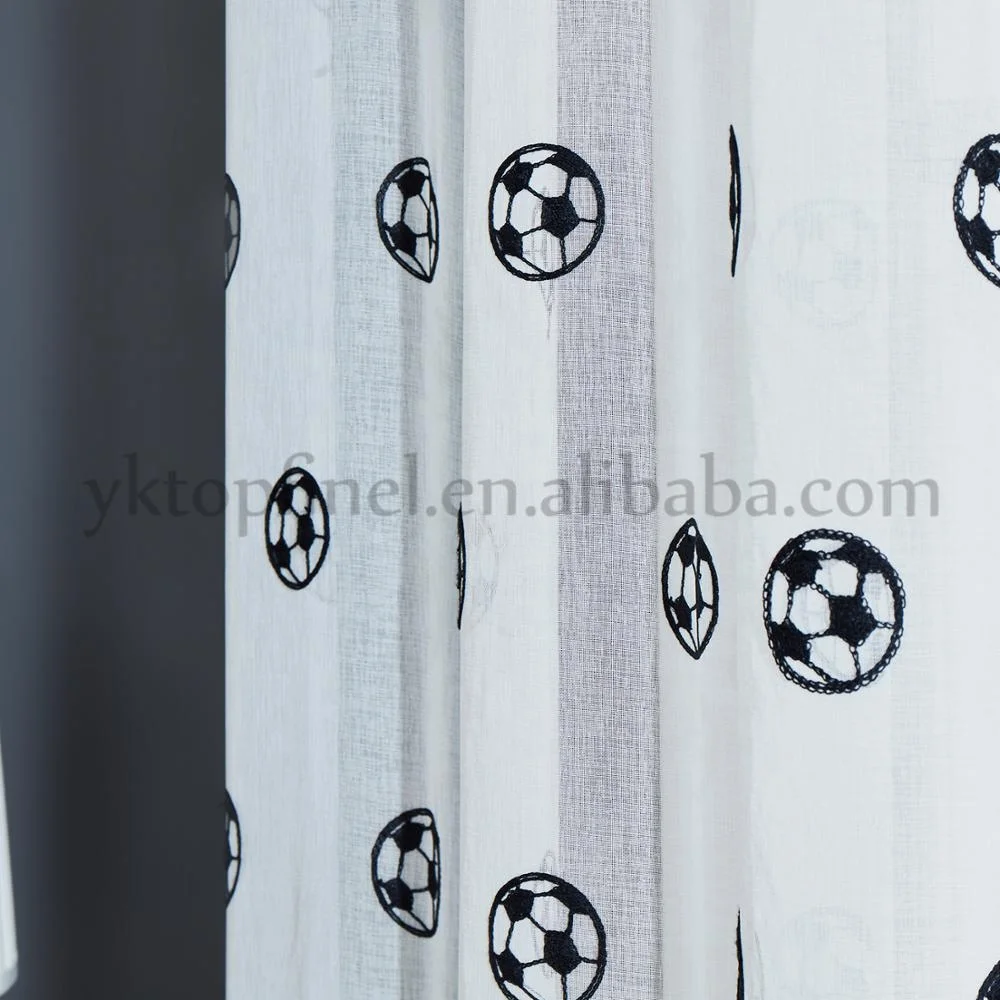 Wholesale Embroidered Terylene Football White Sheer Curtains Voile Panels For Living Room Bedroom Tulle European