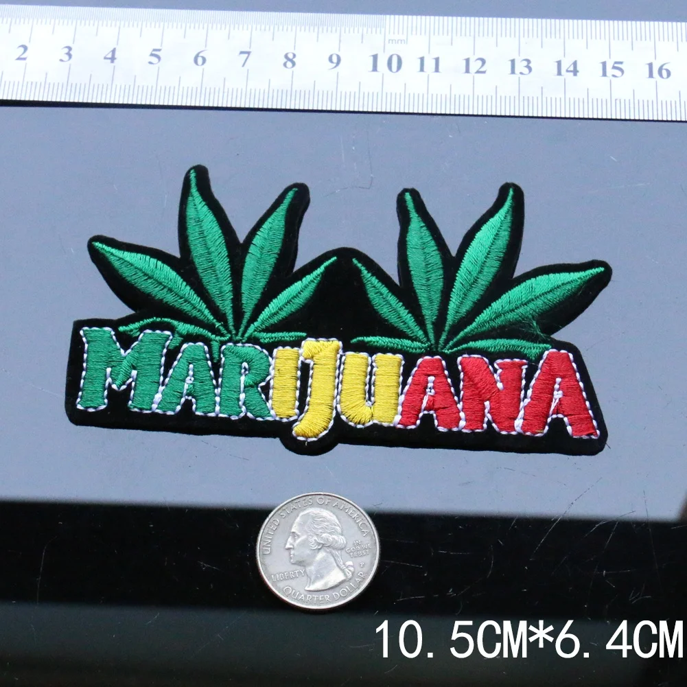 Wholesale maple Leaves Boho Hippie Pot Leaf Applique Embroidery Iron on Patch