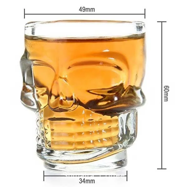 Wholesale Unique Transparent Halloween Creative Crystal  Brandy Vodka Whiskey customized Skull Head shot glass cup