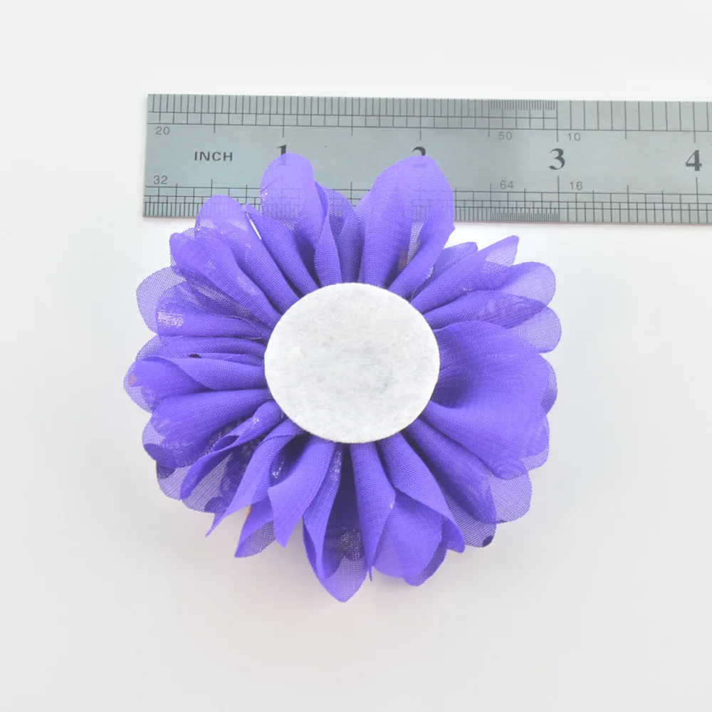 Hair Belt Fittings 8cm Golden Chiffon Ribbon Bit Flower New Hair Decoration 32 Colors