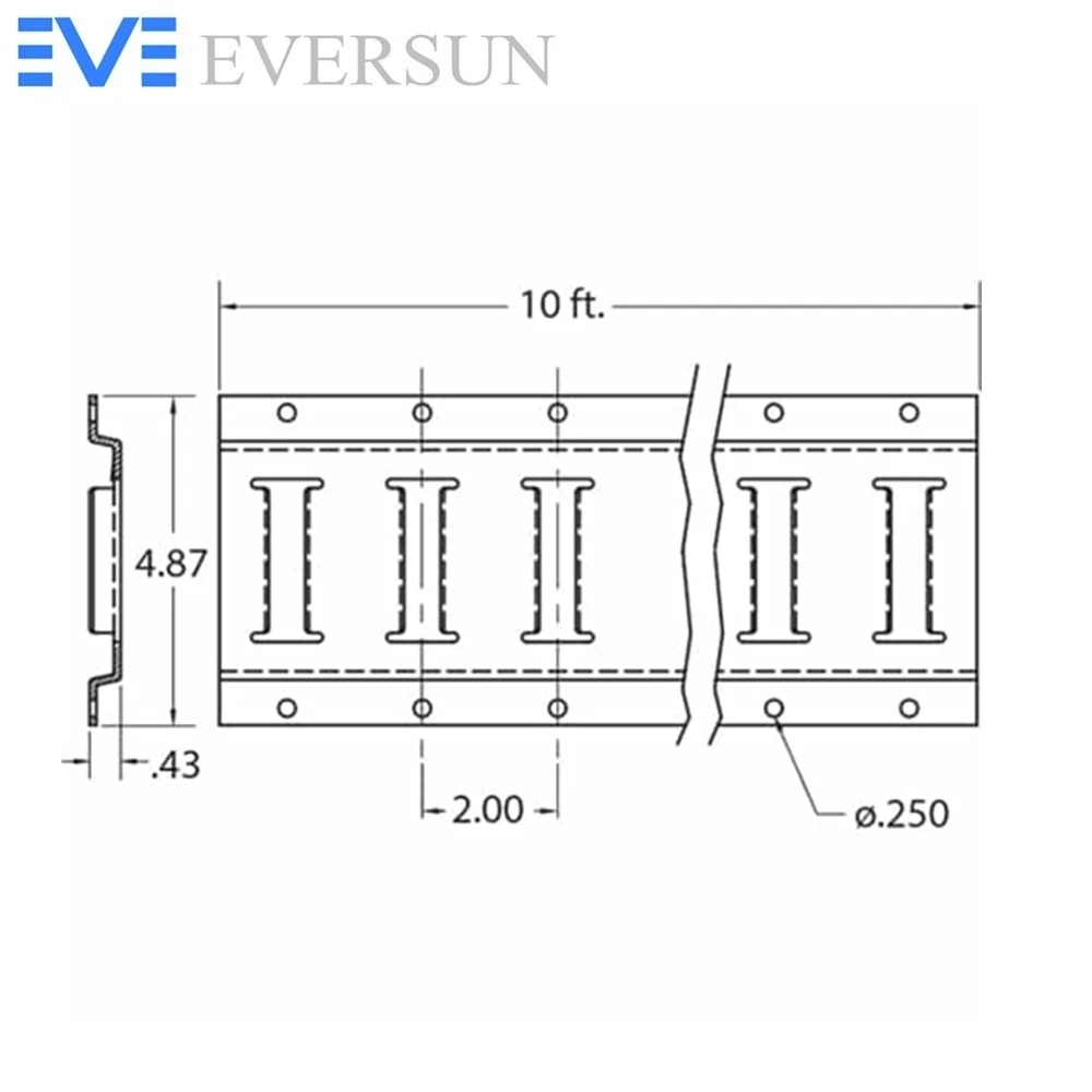 ES10785 Interior Van Accessory Steel Horizontal Black Coated E Track For Cargo Control
