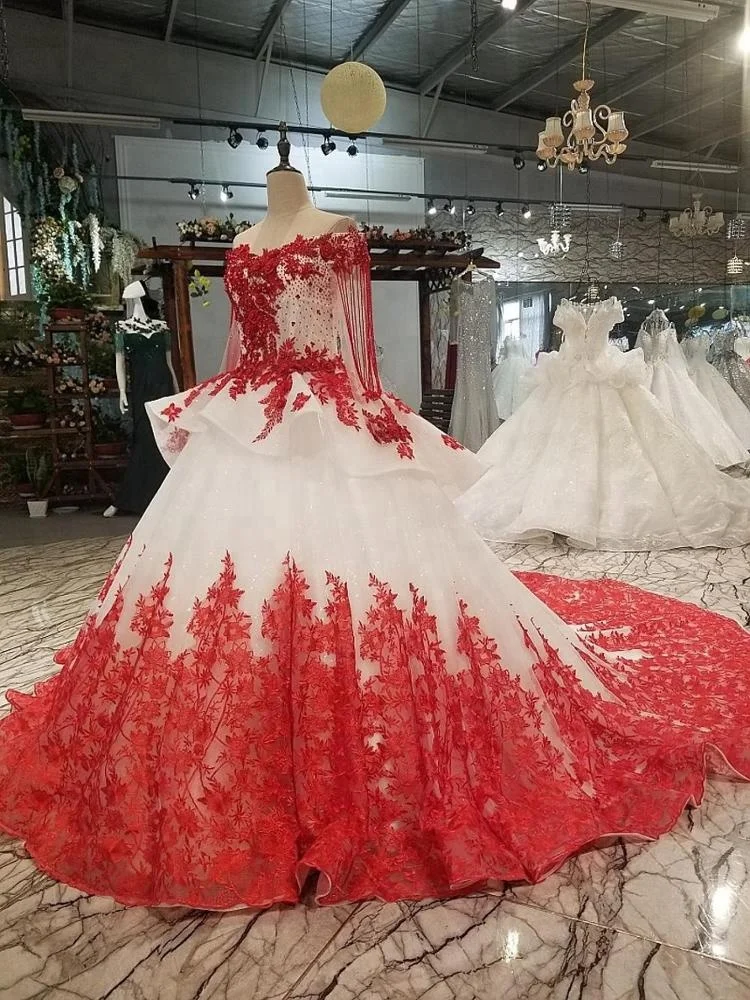 Taiwan Vintage Plus Size Bridal Dress Fat Girls Red White Wedding Gowns