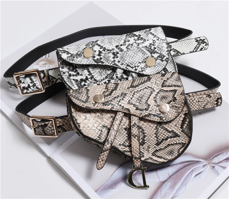 
Women Waist Pack Fanny Pack Pu Leather Belt bag Fashion Snake Skin Waist Belt High quality leather waist bag 2019 