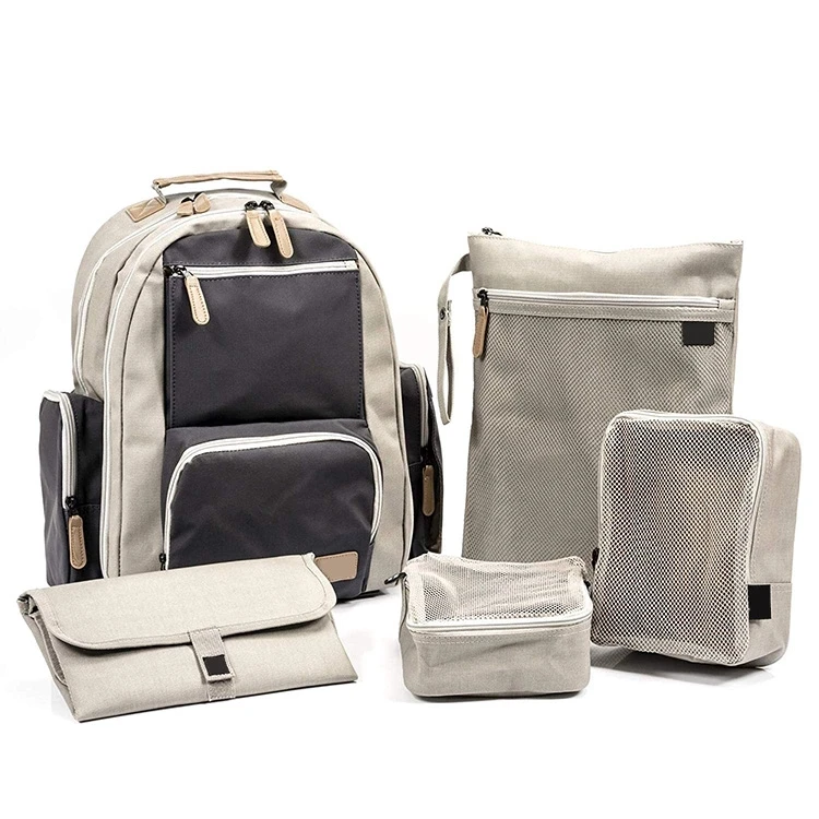 Factory Price Waterproof Baby Diaper Backpack Set Twin Diaper Bag with YKK Zipper