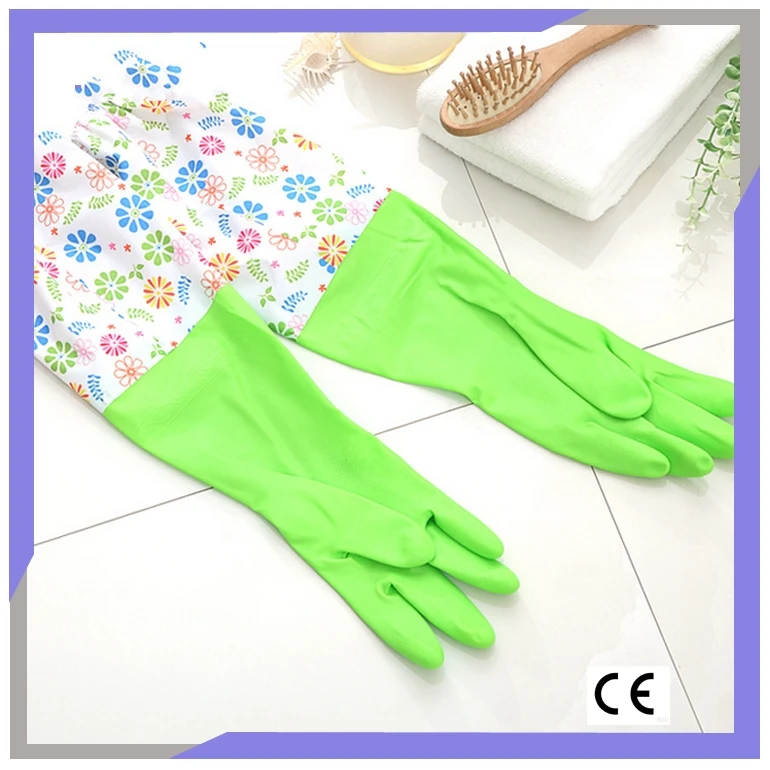 
Anti-allergic Long Sleeve PVC Rubber Household Cleaning Gloves 