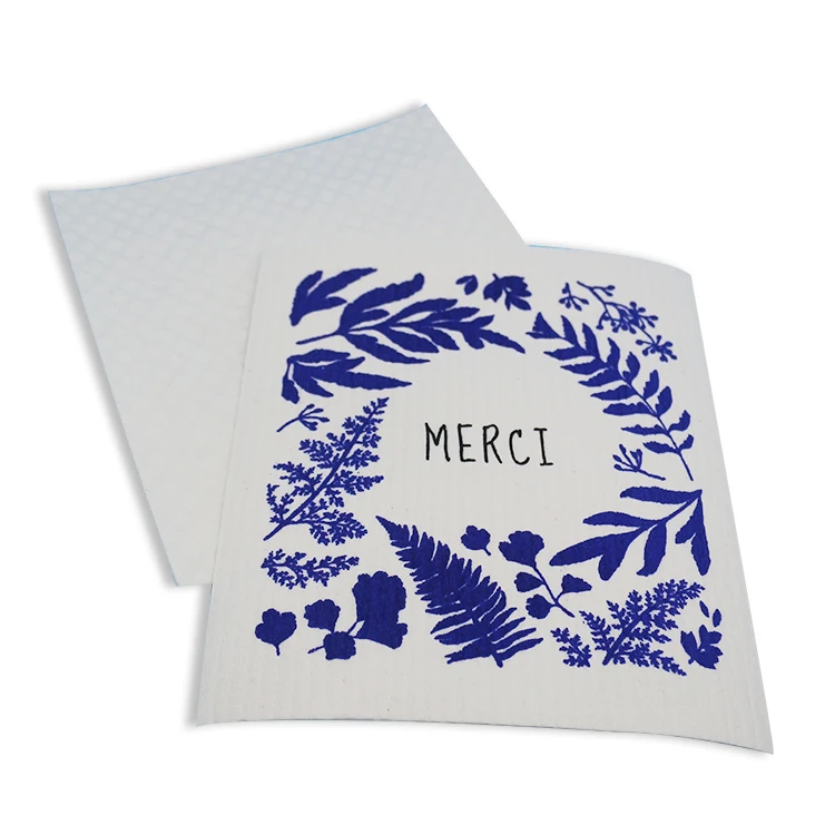 Изготовленная на заказ Экологически чистая шведская кухонная целлюлозная салфетка для посуды с принтом