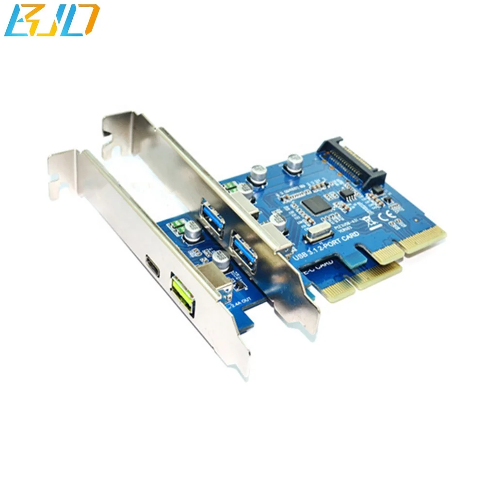 Торговли обеспечение PCI-E 4X к USB3.1 Тип C преобразователь карты с 2.4A быстрой зарядки
