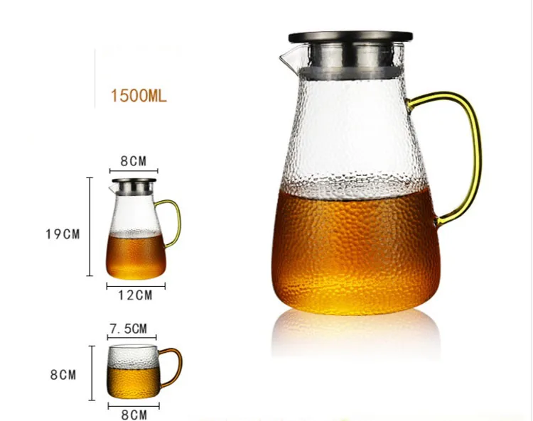Wholesale Borosilicate Frosted Glass Water Jug 1.5l With Stainless Steel Strainer Lid