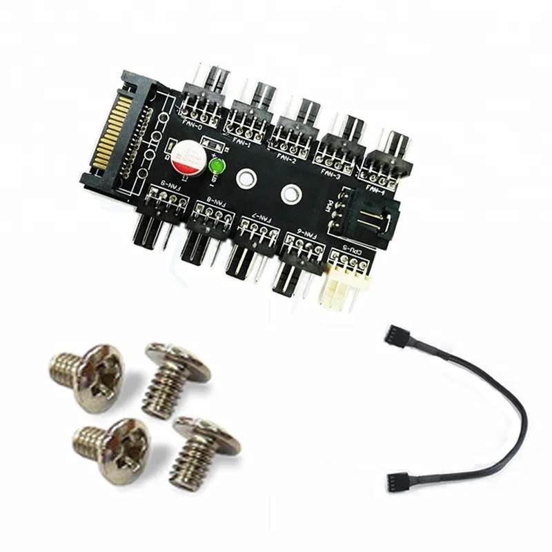 15 Pin SATA до 10 порт 12 В 3Pin/4 ШИМ вентилятора охлаждения процессора концентратора шасси