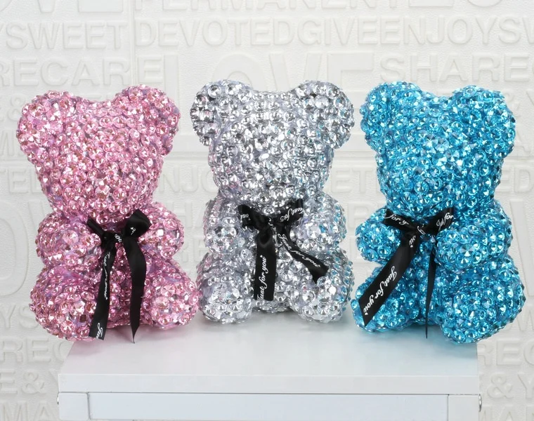 Подарок на день Святого Валентина, оптовая продажа, цветы, красная роза, пена 35 см, мишка тедди без подарочной коробки, подарки розы